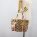 GUCCI GG Canvas Sherry Line Tote Bag Beige Gold 211971 Auth 196002-22