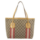 GUCCI GG Canvas Sherry Line Tote Bag Beige Gold 211971 Auth 196002-2
