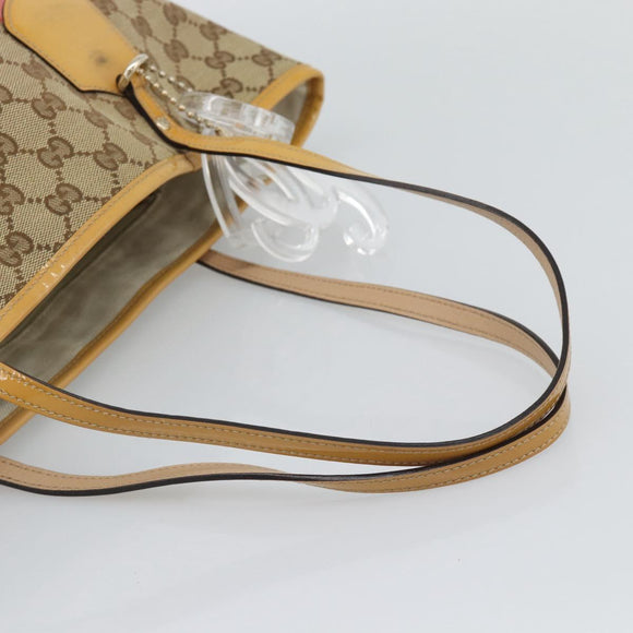 GUCCI GG Canvas Sherry Line Tote Bag Beige Gold 211971 Auth 196002