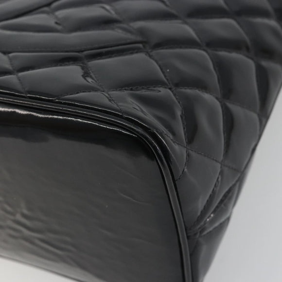 CHANEL Matelasse Reprint Tote Bag Patent leather Black Gold CC Auth 196006V