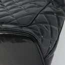 CHANEL Matelasse Reprint Tote Bag Patent leather Black Gold CC Auth 196006V-15