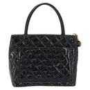 CHANEL Matelasse Reprint Tote Bag Patent leather Black Gold CC Auth 196006V-2