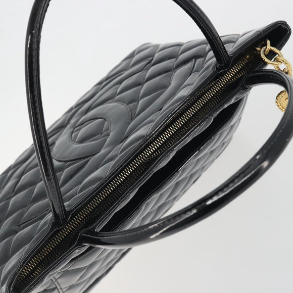 CHANEL Matelasse Reprint Tote Bag Patent leather Black Gold CC Auth 196006V