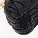 Miu Miu Matelasse Shoulder Bag Leather Black Gold Auth 196010M-15