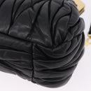 Miu Miu Matelasse Shoulder Bag Leather Black Gold Auth 196010M-16