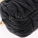 Miu Miu Matelasse Shoulder Bag Leather Black Gold Auth 196010M-17
