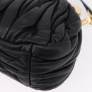 Miu Miu Matelasse Shoulder Bag Leather Black Gold Auth 196010M-18