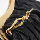 Miu Miu Matelasse Shoulder Bag Leather Black Gold Auth 196010M-19