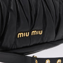 Miu Miu Matelasse Shoulder Bag Leather Black Gold Auth 196010M-20
