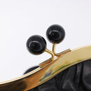 Miu Miu Matelasse Shoulder Bag Leather Black Gold Auth 196010M-21