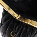 Miu Miu Matelasse Shoulder Bag Leather Black Gold Auth 196010M-8
