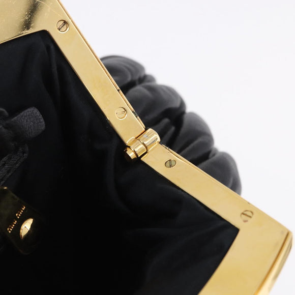Miu Miu Matelasse Shoulder Bag Leather Black Gold Auth 196010M