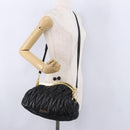 Miu Miu Matelasse Shoulder Bag Leather Black Gold Auth 196010M-27