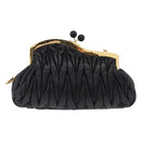 Miu Miu Matelasse Shoulder Bag Leather Black Gold Auth 196010M-2