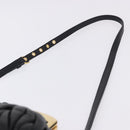 Miu Miu Matelasse Shoulder Bag Leather Black Gold Auth 196010M-14
