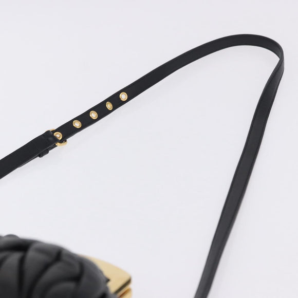 Miu Miu Matelasse Shoulder Bag Leather Black Gold Auth 196010M