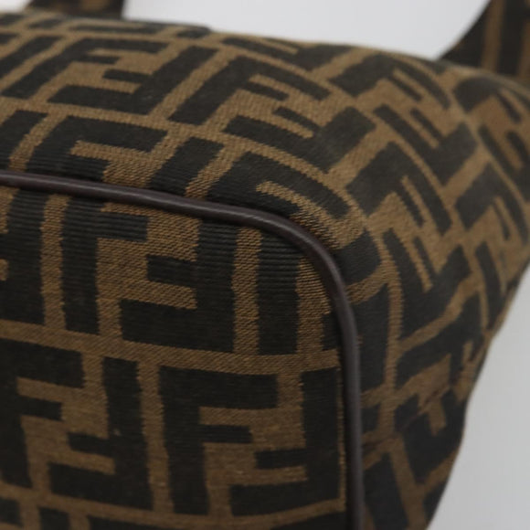 FENDI Zucca Canvas Mamma Baguette Shoulder Bag Brown Black Auth 196011V