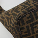 FENDI Zucca Canvas Mamma Baguette Shoulder Bag Brown Black Auth 196011V-15