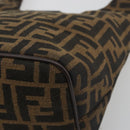 FENDI Zucca Canvas Mamma Baguette Shoulder Bag Brown Black Auth 196011V-16