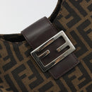 FENDI Zucca Canvas Mamma Baguette Shoulder Bag Brown Black Auth 196011V-19