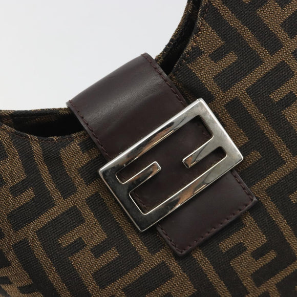 FENDI Zucca Canvas Mamma Baguette Shoulder Bag Brown Black Auth 196011V