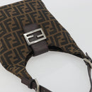 FENDI Zucca Canvas Mamma Baguette Shoulder Bag Brown Black Auth 196011V-6