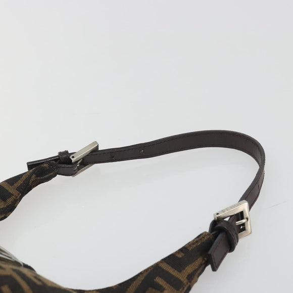 FENDI Zucca Canvas Mamma Baguette Shoulder Bag Brown Black Auth 196011V