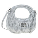 Miu Miu Matelasse Wonder Hand Bag Leather 2way Silver Auth 196012SAM-1
