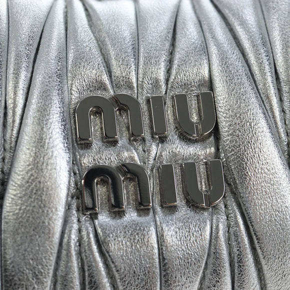 Miu Miu Matelasse Wonder Hand Bag Leather 2way Silver Auth 196012SAM