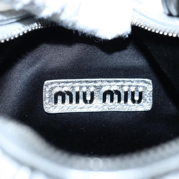 Miu Miu Matelasse Wonder Hand Bag Leather 2way Silver Auth 196012SAM