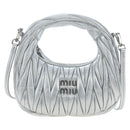 Miu Miu Matelasse Wonder Hand Bag Leather 2way Silver Auth 196012SAM-13