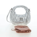 Miu Miu Matelasse Wonder Hand Bag Leather 2way Silver Auth 196012SAM-12