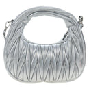 Miu Miu Matelasse Wonder Hand Bag Leather 2way Silver Auth 196012SAM-2