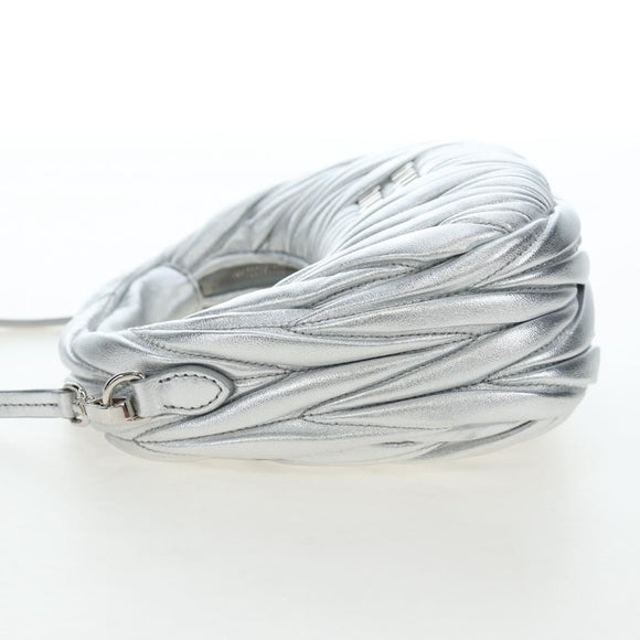 Miu Miu Matelasse Wonder Hand Bag Leather 2way Silver Auth 196012SAM
