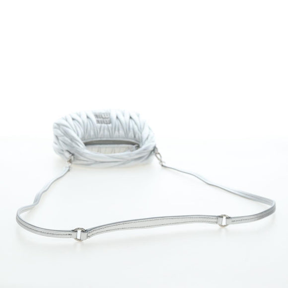 Miu Miu Matelasse Wonder Hand Bag Leather 2way Silver Auth 196012SAM