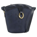 Christian Dior Trotter Canvas Shoulder Bag PVC Navy Gold Auth 196013A-1