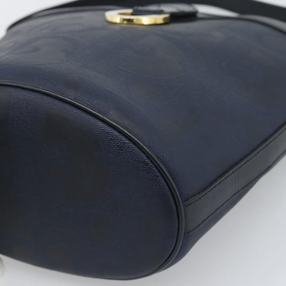 Christian Dior Trotter Canvas Shoulder Bag PVC Navy Gold Auth 196013A