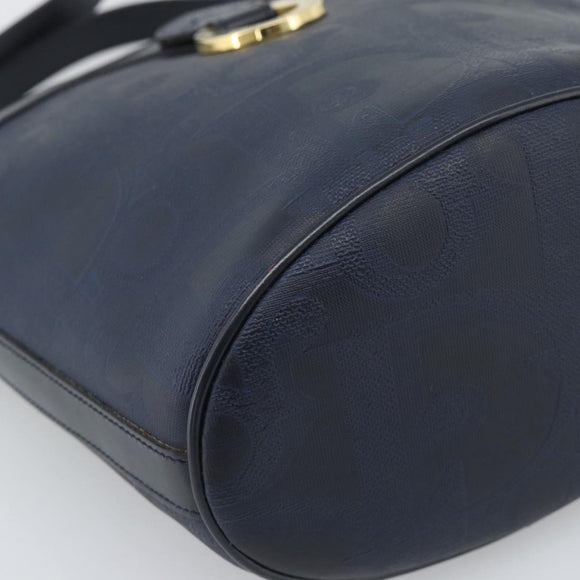 Christian Dior Trotter Canvas Shoulder Bag PVC Navy Gold Auth 196013A