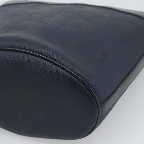 Christian Dior Trotter Canvas Shoulder Bag PVC Navy Gold Auth 196013A