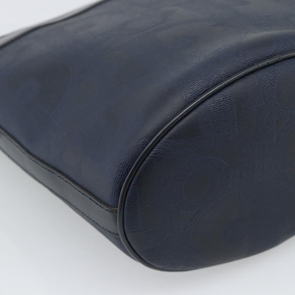 Christian Dior Trotter Canvas Shoulder Bag PVC Navy Gold Auth 196013A