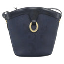 Christian Dior Trotter Canvas Shoulder Bag PVC Navy Gold Auth 196013A-13