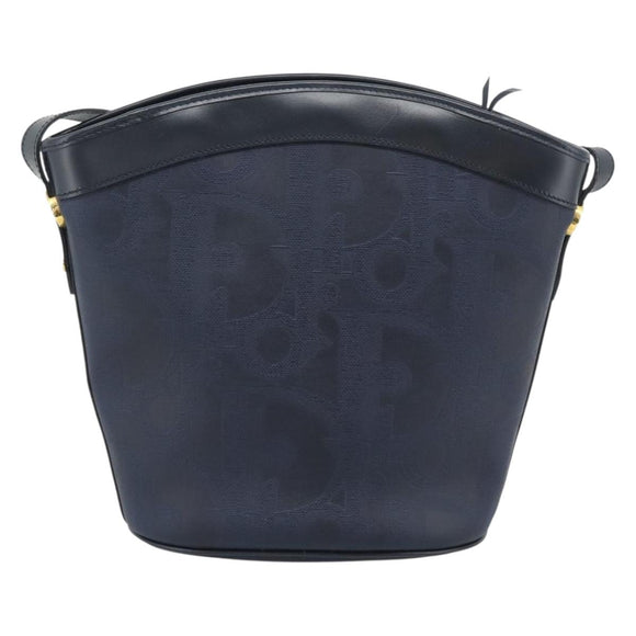 Christian Dior Trotter Canvas Shoulder Bag PVC Navy Gold Auth 196013A