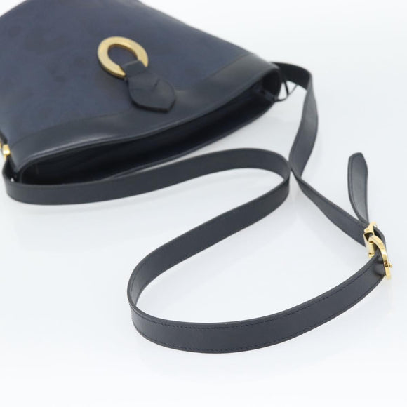 Christian Dior Trotter Canvas Shoulder Bag PVC Navy Gold Auth 196013A