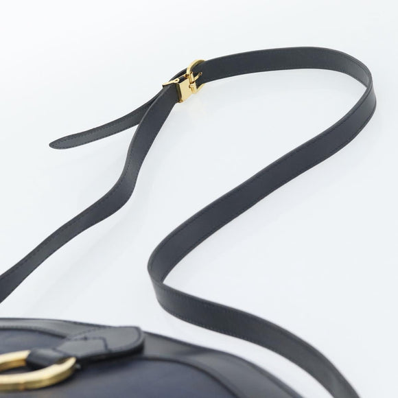 Christian Dior Trotter Canvas Shoulder Bag PVC Navy Gold Auth 196013A