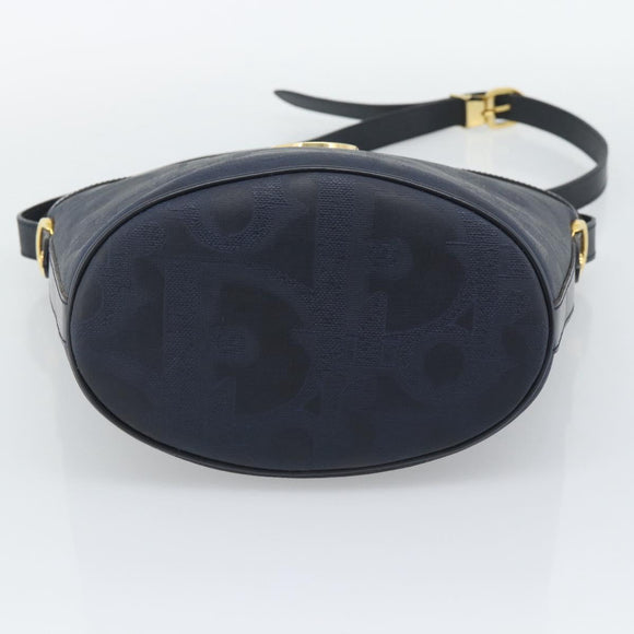 Christian Dior Trotter Canvas Shoulder Bag PVC Navy Gold Auth 196013A
