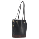 SAINT LAURENT Shoulder Bag Leather Black Gold Auth 196014A-1