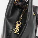 SAINT LAURENT Shoulder Bag Leather Black Gold Auth 196014A-14
