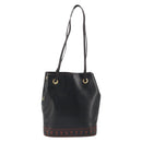SAINT LAURENT Shoulder Bag Leather Black Gold Auth 196014A-2