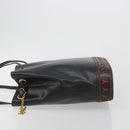 SAINT LAURENT Shoulder Bag Leather Black Gold Auth 196014A-5