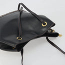 SAINT LAURENT Shoulder Bag Leather Black Gold Auth 196014A-6